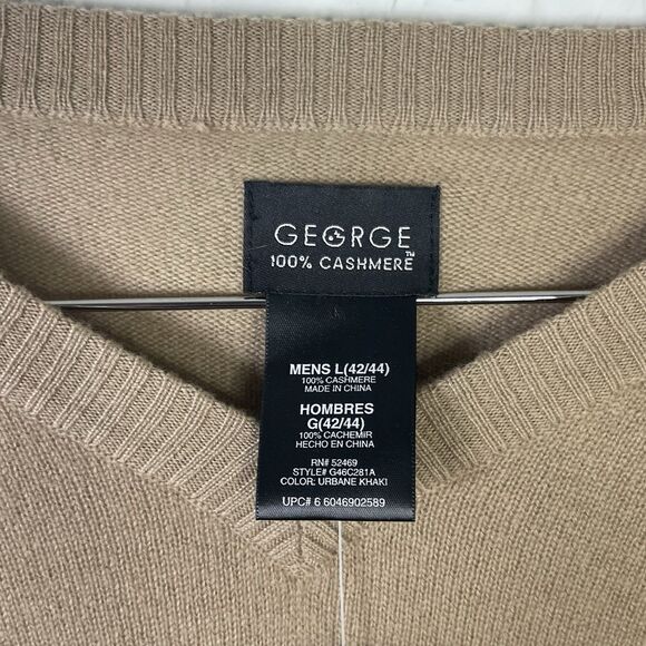NWT Vintage George Men's Large Cashmere Sweater Long Sleeve Coffee Brown READ T - Picture 5 of 11